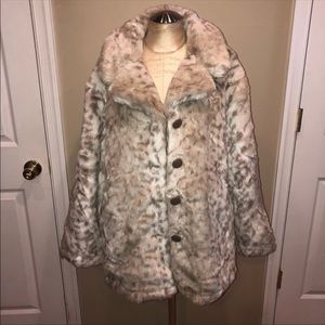 Cream & Beige Faux Fur Coat